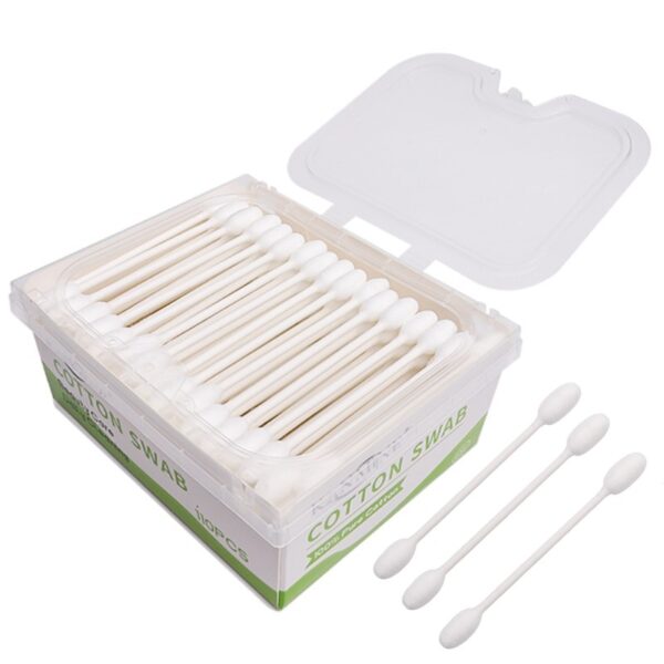Big Cotton Tip Paper Stick Cotton Swabs 110 Count in Plastic Box