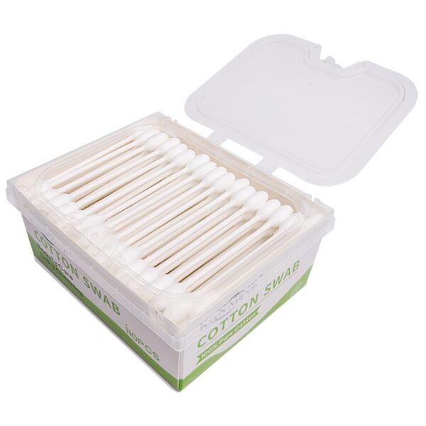 Big Cotton Tip Paper Stick Cotton Swabs 110 Count in Plastic Box - Image 4