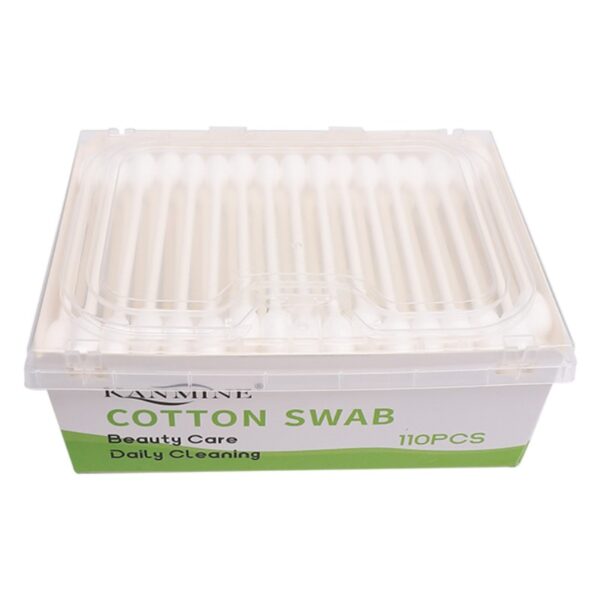 Big Cotton Tip Paper Stick Cotton Swabs 110 Count in Plastic Box - Image 3