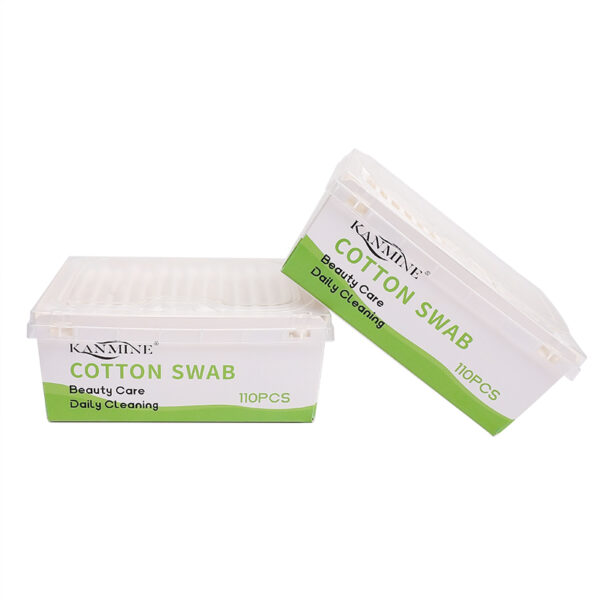 Big Cotton Tip Paper Stick Cotton Swabs 110 Count in Plastic Box - Image 7