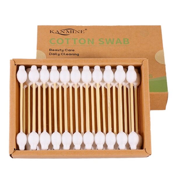 Safety Tip Bamboo Cotton Swabs 33 Count in Paper Drawer Box - Image 3
