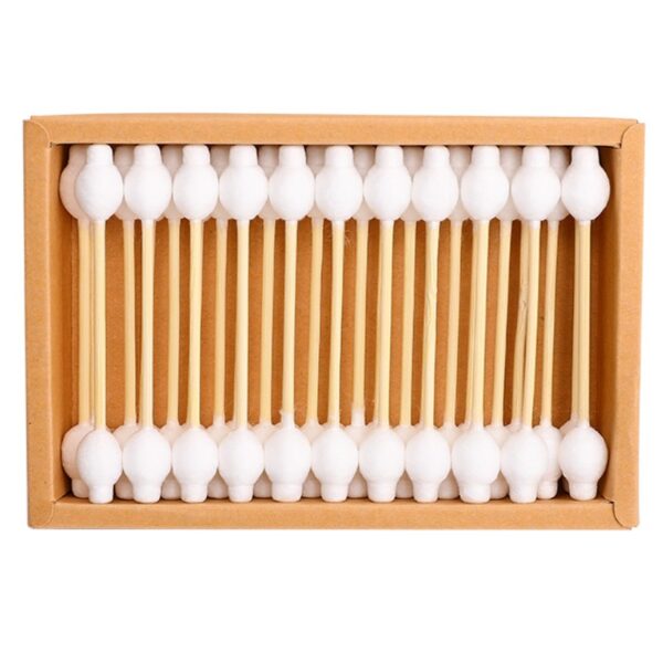 Safety Tip Bamboo Cotton Swabs 33 Count in Paper Drawer Box - Image 2