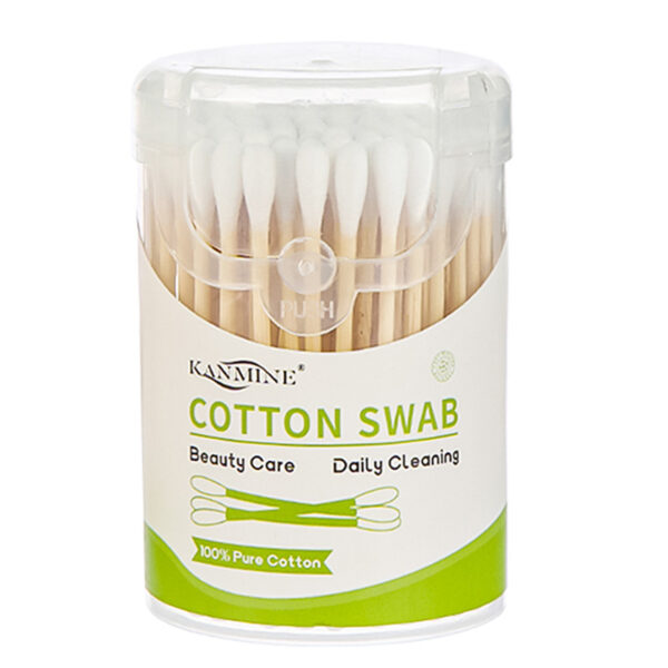 Custom Plastic Canister Packaging Bamboo Cotton Swabs (100 count)