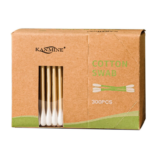 Transparent Window + Side Tear-Open Paper Box Bamboo Cotton Swabs (300 Count)