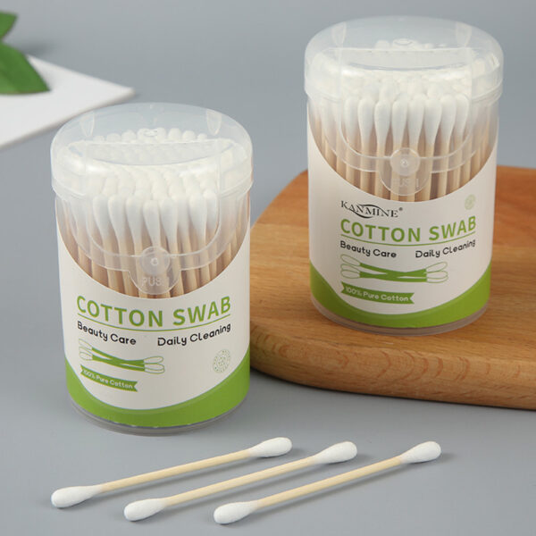 Custom Plastic Canister Packaging Bamboo Cotton Swabs (100 count) - Image 4