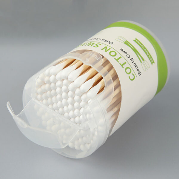 Custom Plastic Canister Packaging Bamboo Cotton Swabs (100 count) - Image 2
