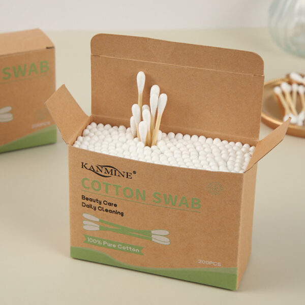 Biodegradable Paper Box Bamboo Cotton Swabs 100/200 Count - Image 3