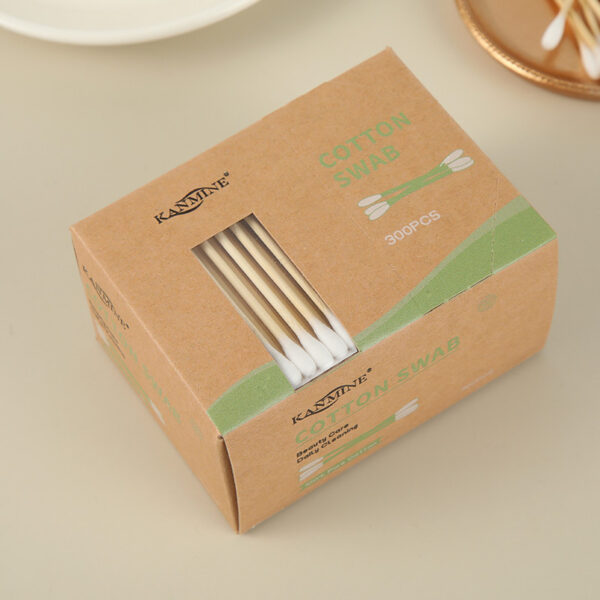 Transparent Window + Side Tear-Open Paper Box Bamboo Cotton Swabs (300 Count) - Image 2