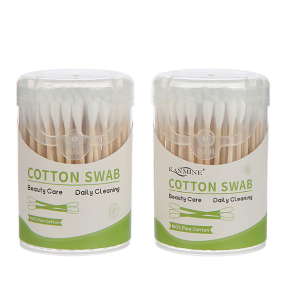 Custom Plastic Canister Packaging Bamboo Cotton Swabs (100 count) - Image 5