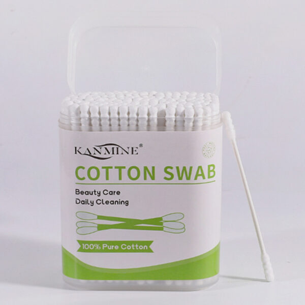 Double Spiral Tip Paper Stick Baby Cotton Swabs 200 Count in Plastic Canister - Image 4
