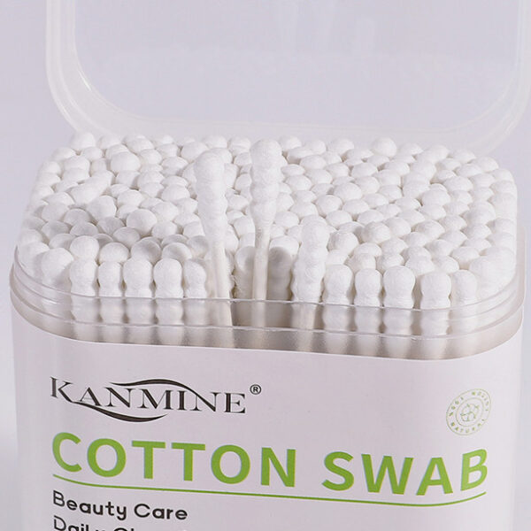 Double Spiral Tip Paper Stick Baby Cotton Swabs 200 Count in Plastic Canister - Image 2