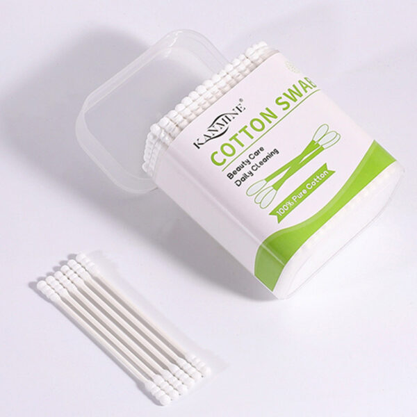Double Spiral Tip Paper Stick Baby Cotton Swabs 200 Count in Plastic Canister - Image 3