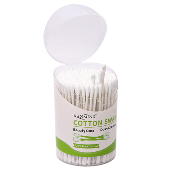 Ear Spoon Tip Paper Stick Baby Cotton Swabs 200 Count in Plastic Canister - Image 2