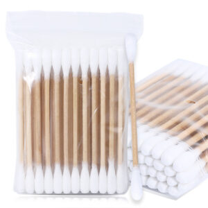 Wooden Stick Cotton Swabs 48 Count in Zip Bag