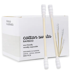 Biodegradable Paper Box 500 Count Spiral Tip Bamboo Stick Cotton Swabs