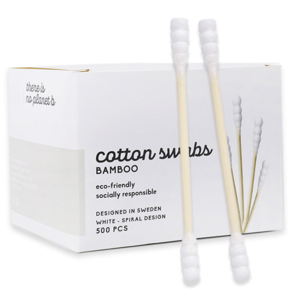 Biodegradable Paper Box 500 Count Spiral Tip Bamboo Stick Cotton Swabs