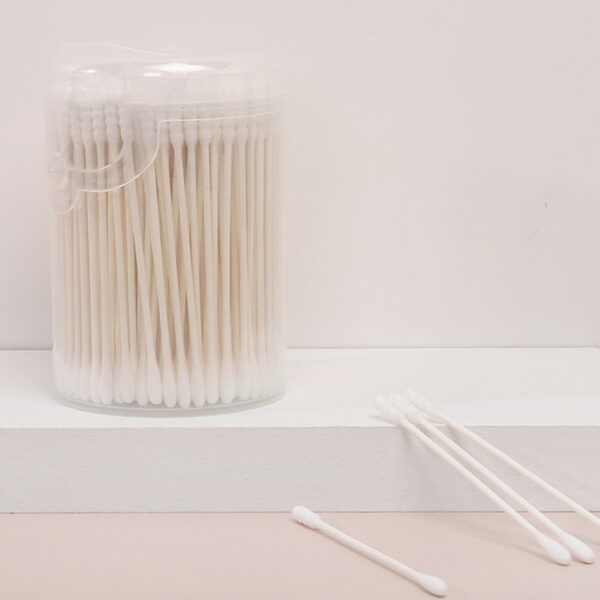 Custom Plastic Canister  Paper Stick Baby Cotton Swabs Spiral+Round Head 200/400 Count - Image 4