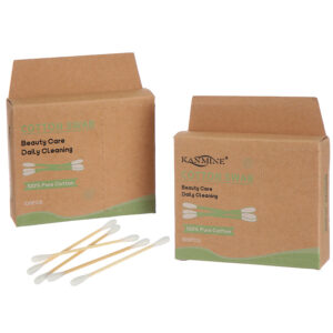 Side Tear-open Paper Box Bamboo Cotton Swabs (100 Count)
