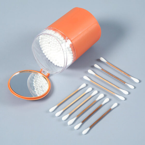 Mirror Lid Plastic Box Carbonized Bamboo Stick Cotton Swabs 100 Count - Image 2