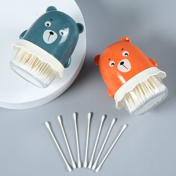Cute Bear Plastic Box Packaging Paper Thin Stick Baby Cotton Swabs 200 Count - Image 7