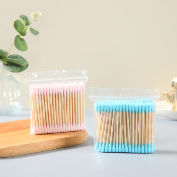 Colorful Tip Bamboo Cotton Swabs 100 Count in Zip Bag - Image 5