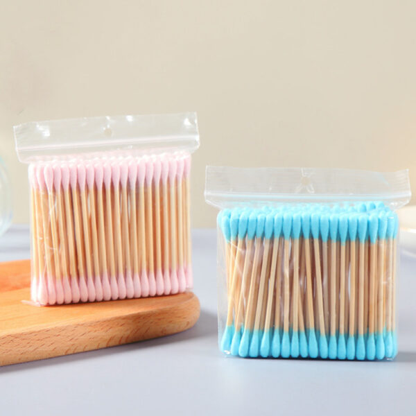 Colorful Tip Bamboo Cotton Swabs 100 Count in Zip Bag