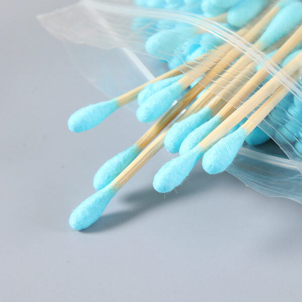 Colorful Tip Bamboo Cotton Swabs 100 Count in Zip Bag - Image 2