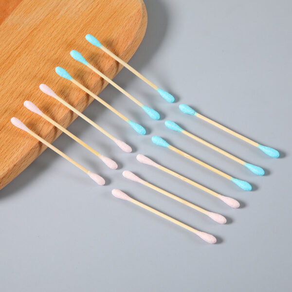 Colorful Tip Bamboo Cotton Swabs 100 Count in Zip Bag - Image 4