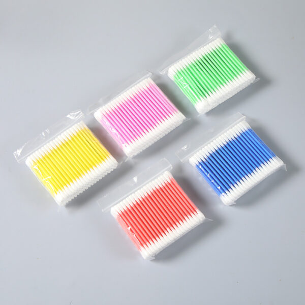 Colorful Plastic Stick Cotton Swabs 100 Count in Zip Bag - Image 3