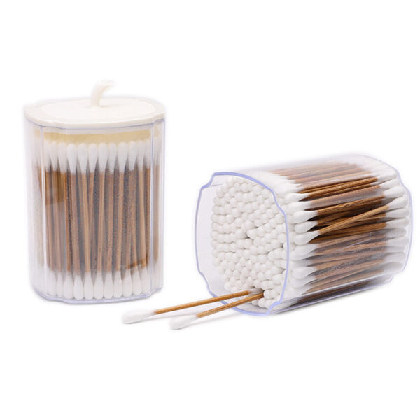Pumpkin Stem Lid Plastic Box Carbonized Bamboo Stick Cotton Swabs 100 Count - Image 4