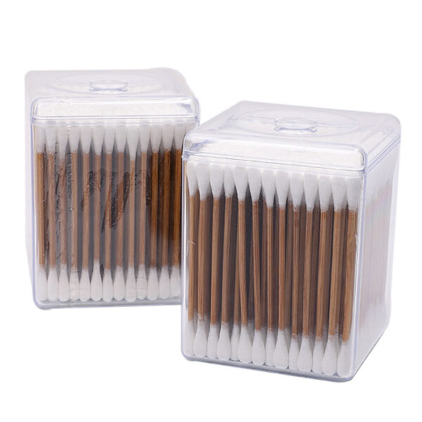 Carbonized Bamboo Stick Cotton Swabs 200 Count in Transparent Plastic Box - Image 4