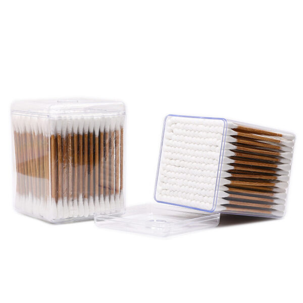 Carbonized Bamboo Stick Cotton Swabs 200 Count in Transparent Plastic Box - Image 7