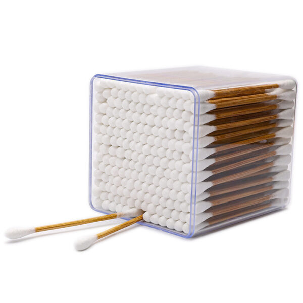 Carbonized Bamboo Stick Cotton Swabs 200 Count in Transparent Plastic Box - Image 5