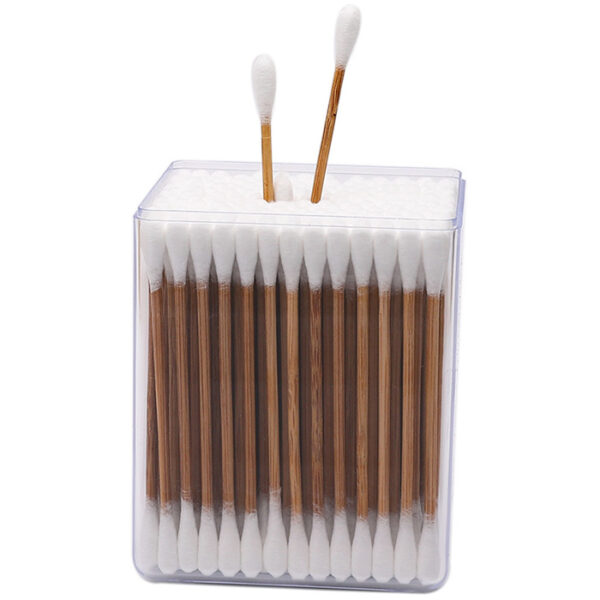 Carbonized Bamboo Stick Cotton Swabs 200 Count in Transparent Plastic Box - Image 6