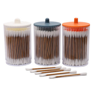 Ear Spoon Tip  Carbonized Bamboo Stick Cotton Swabs 100 Count in Plastic Canister