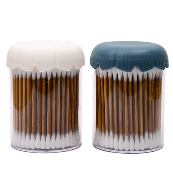 Carbonized Bamboo Stick Cotton Swabs 100 Count in Plastic Canister - Image 7