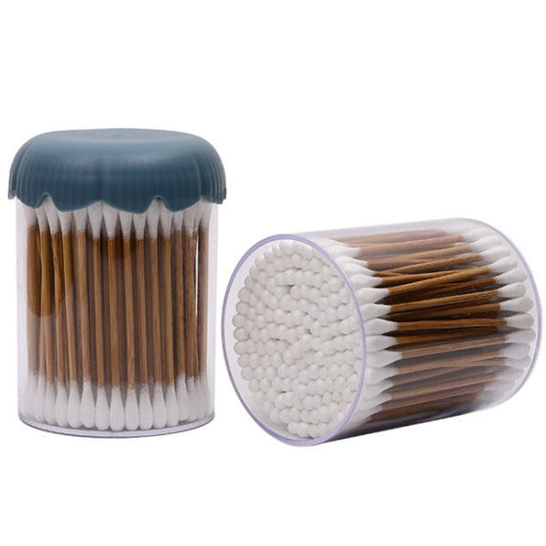 Carbonized Bamboo Stick Cotton Swabs 100 Count in Plastic Canister - Image 3