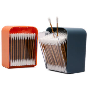 Foldable Plastic Box Packaging Carbonized Bamboo Stick Cotton Swabs 300 Count