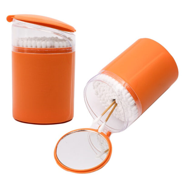 Mirror Lid Plastic Box Carbonized Bamboo Stick Cotton Swabs 100 Count