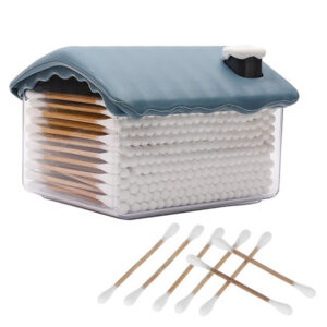 House-shaped Plastic Box Carbonized Bamboo Stick Cotton Swabs 400 Count