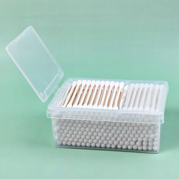 Paper Stick Cotton Swabs 200 Count in Plastic Box with Window Opening - Image 2