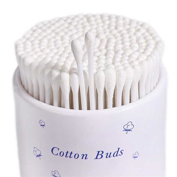 Custom Paper Canister with Clear Lid 250 Count Plastic Stick Cotton Swabs - Image 2