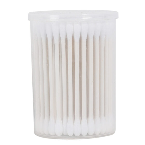Paper Stick Cotton Swabs 100 Count in Portable Plastic Canister for Travel/Hotel - Image 3