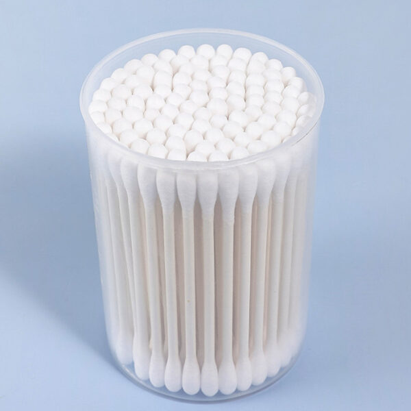 Paper Stick Cotton Swabs 100 Count in Portable Plastic Canister for Travel/Hotel - Image 4