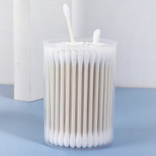 Paper Stick Cotton Swabs 100 Count in Portable Plastic Canister for Travel/Hotel - Image 7