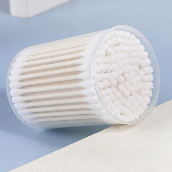 Paper Stick Cotton Swabs 100 Count in Portable Plastic Canister for Travel/Hotel - Image 6