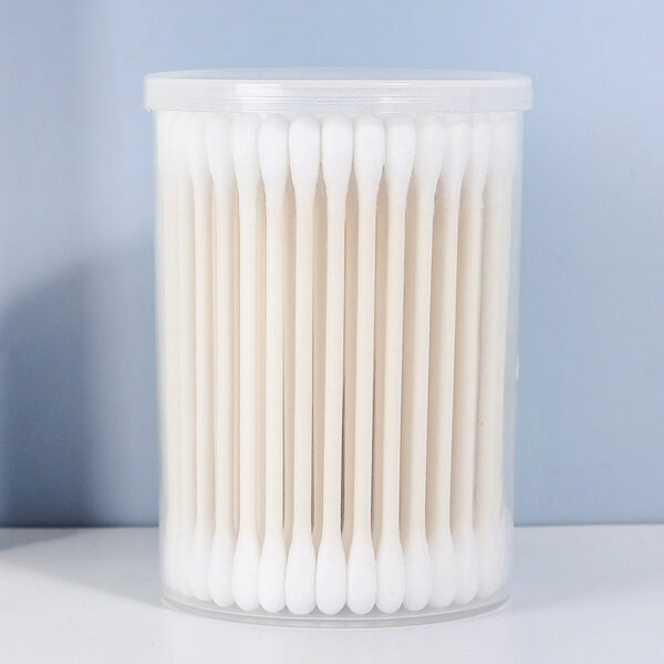 Paper Stick Cotton Swabs 100 Count in Portable Plastic Canister for Travel/Hotel - Image 5