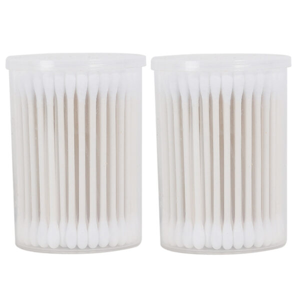 Paper Stick Cotton Swabs 100 Count in Portable Plastic Canister for Travel/Hotel