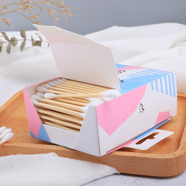 Custom Tear-open Paper Box Bamboo Stick Cotton Swabs 100/200/300 Count - Image 4