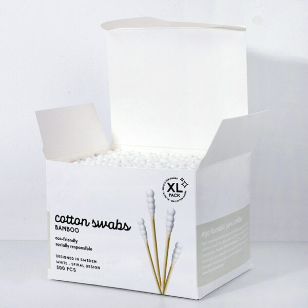 Biodegradable Paper Box 500 Count Spiral Tip Bamboo Stick Cotton Swabs - Image 2